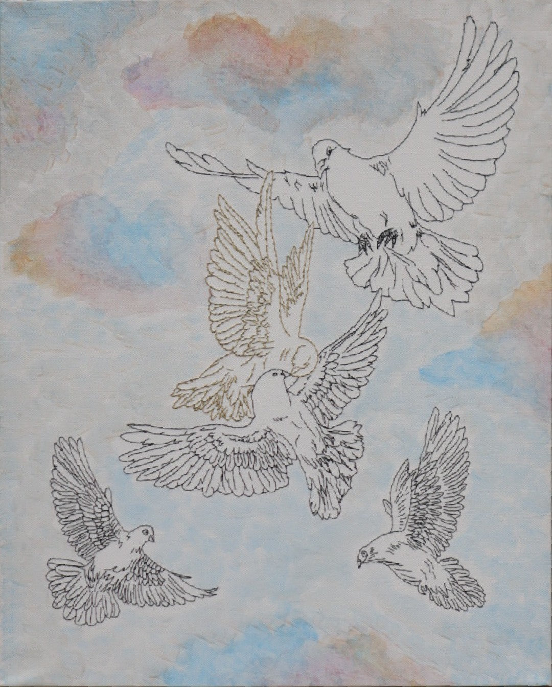 "The Golden Dove" Embroidered Canvas