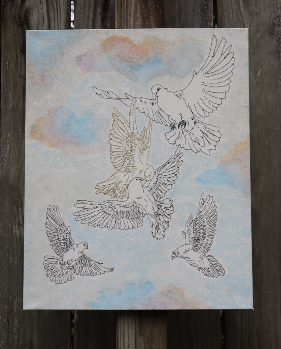 "The Golden Dove" Embroidered Canvas