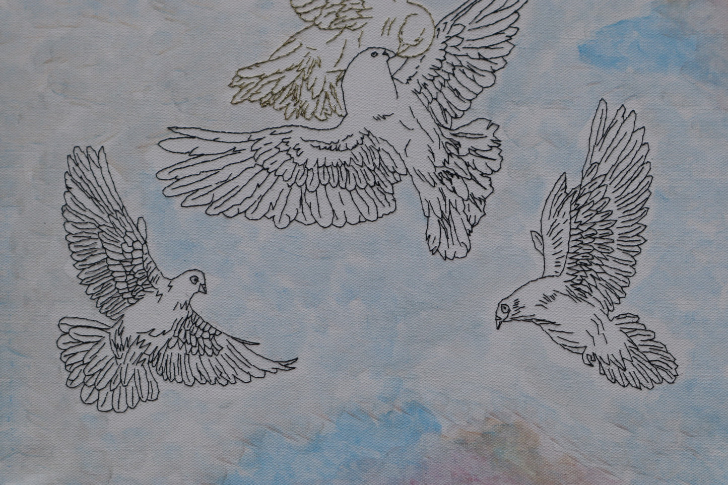 "The Golden Dove" Embroidered Canvas