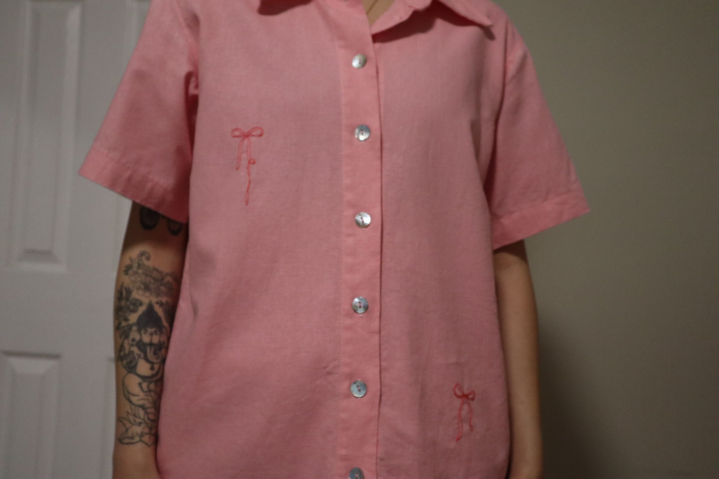 "The Bows" Pink Buttoned Shirt