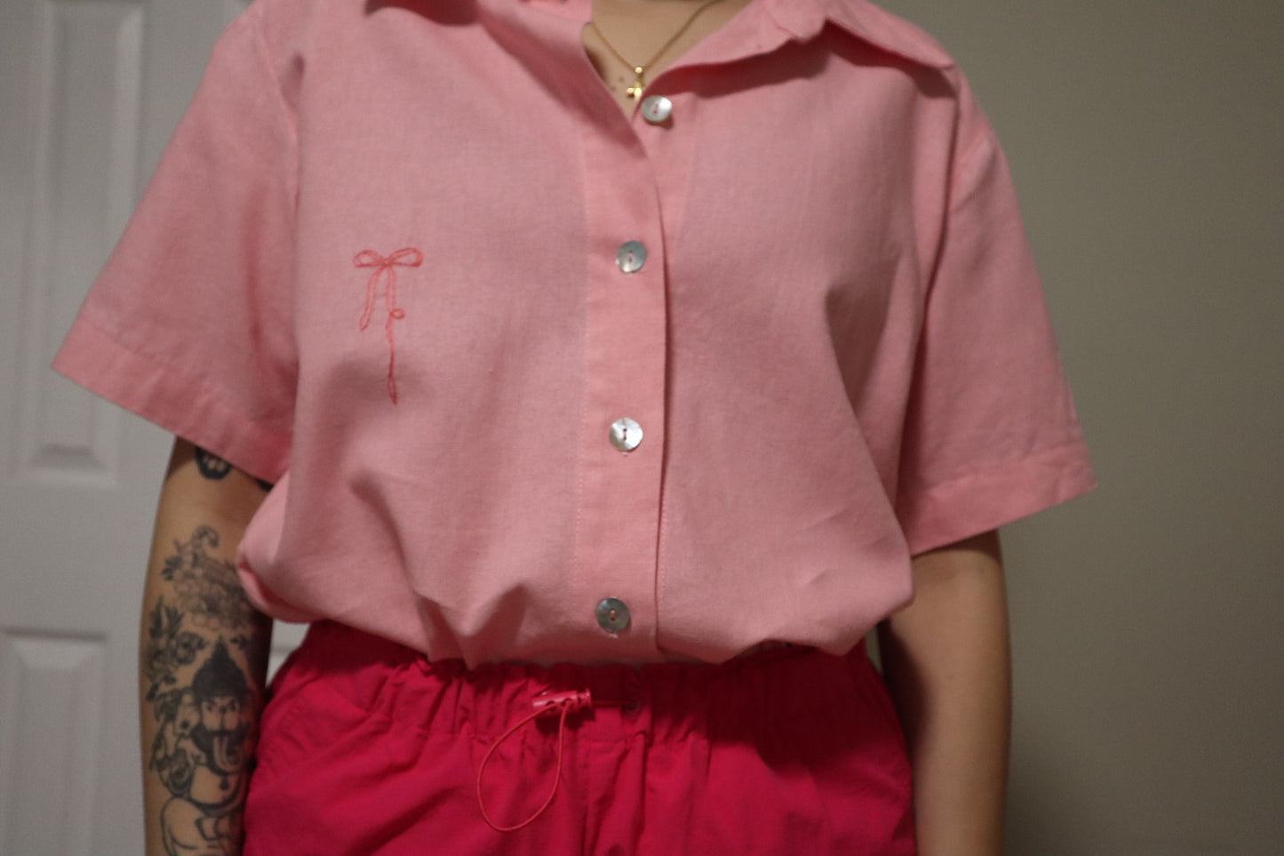 "The Bows" Pink Buttoned Shirt