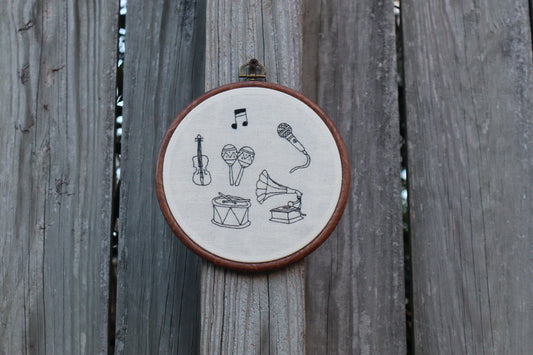 "Music Lover II" Embroidered Hoop