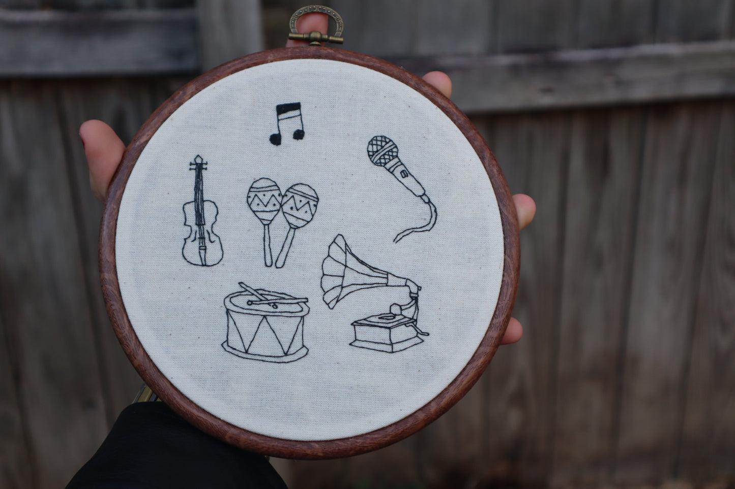 "Music Lover II" Embroidered Hoop