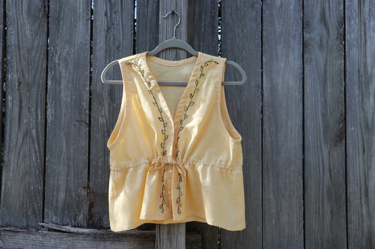 "Alma" Yellow Embroidered Top