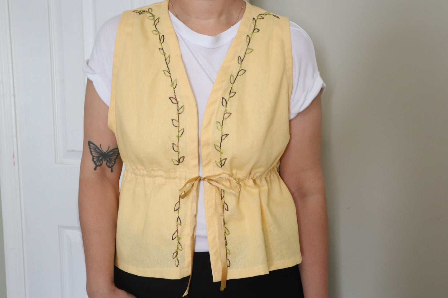 "Alma" Yellow Embroidered Top