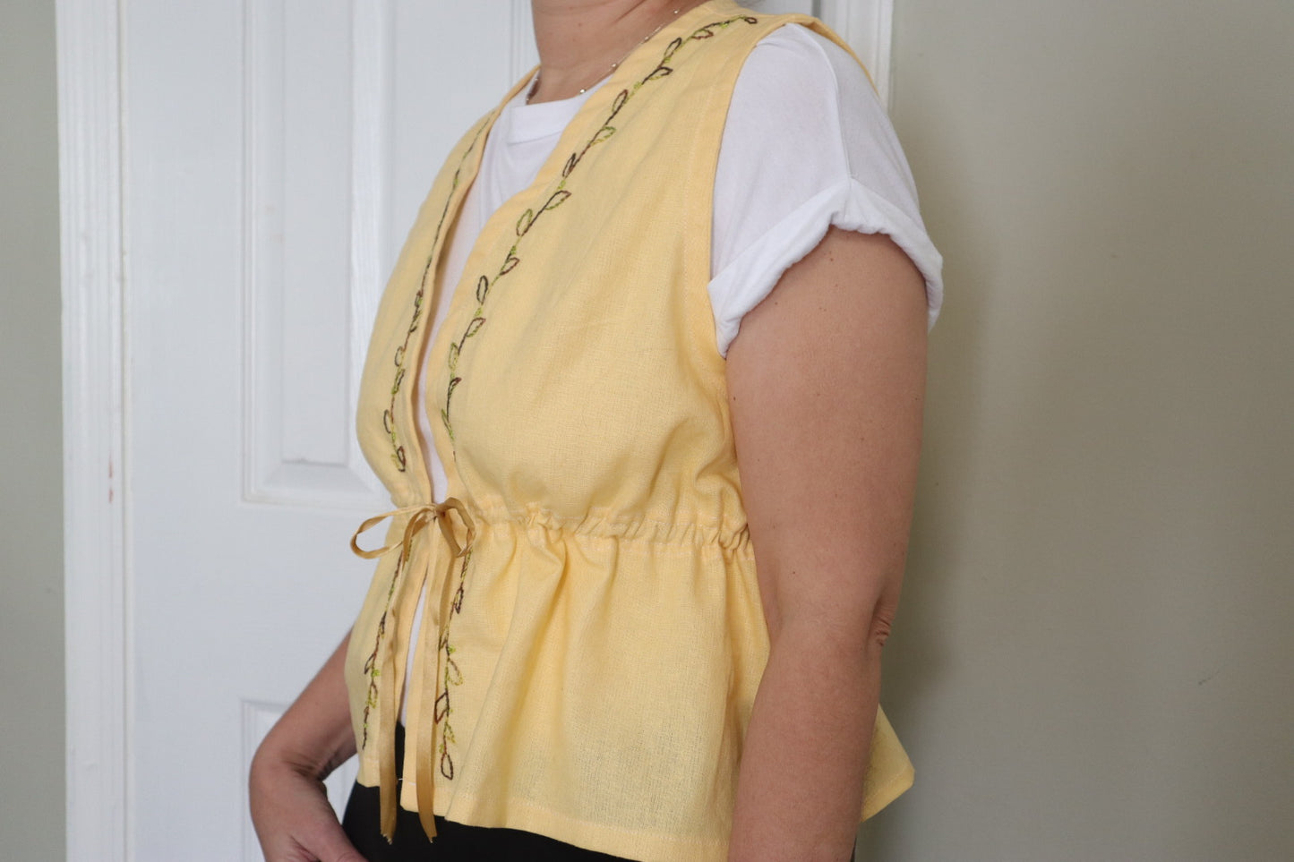 "Alma" Yellow Embroidered Top