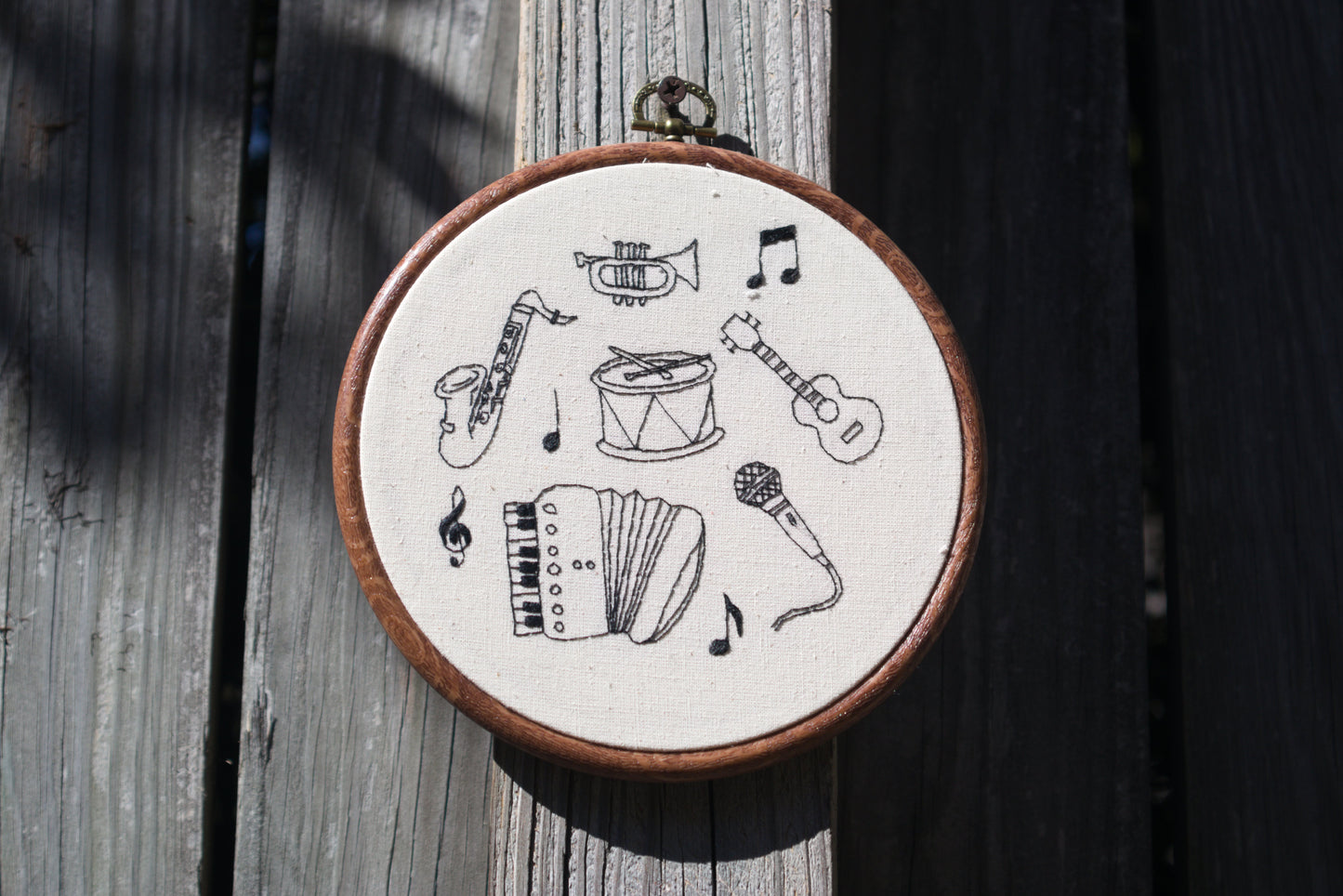 "Music Lover" Embroidered Hoop