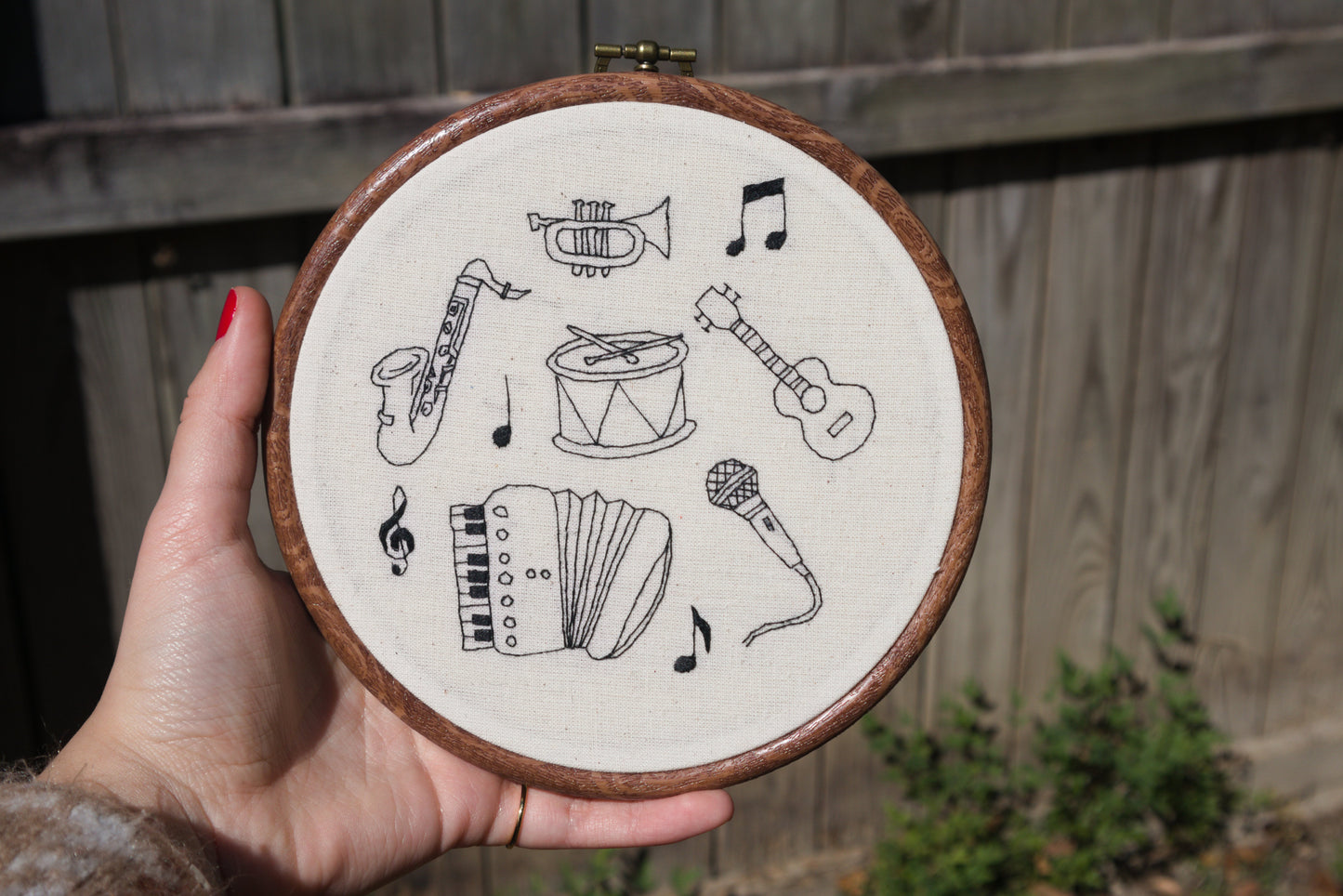 "Music Lover" Embroidered Hoop