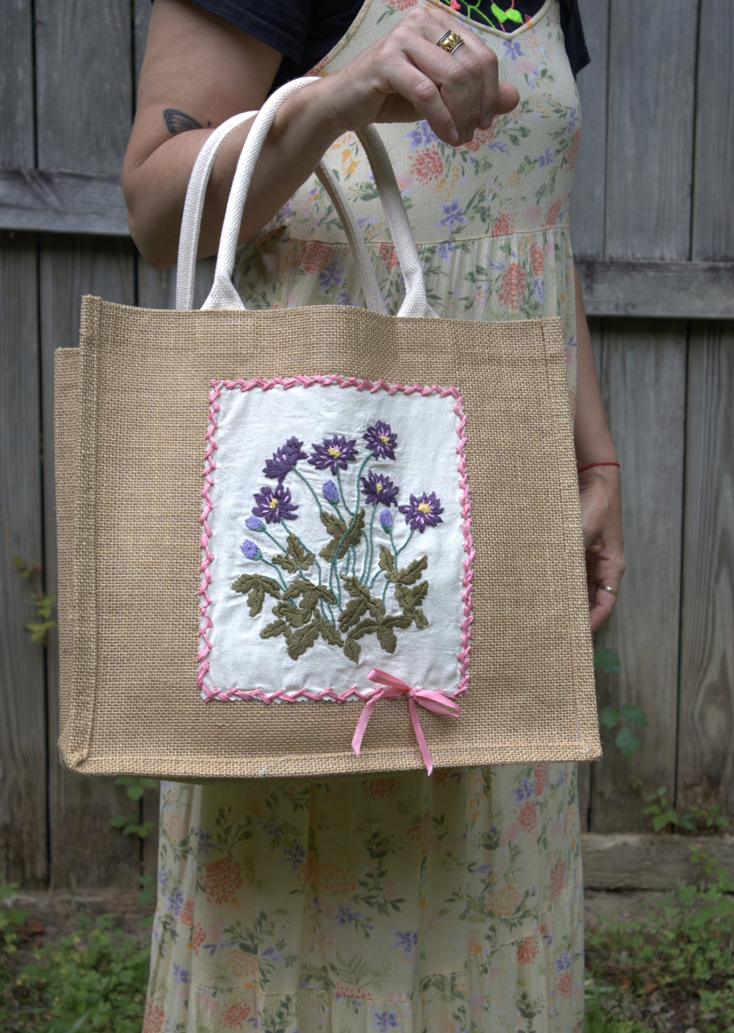 "A Floral Dream" Jute Tote Bag