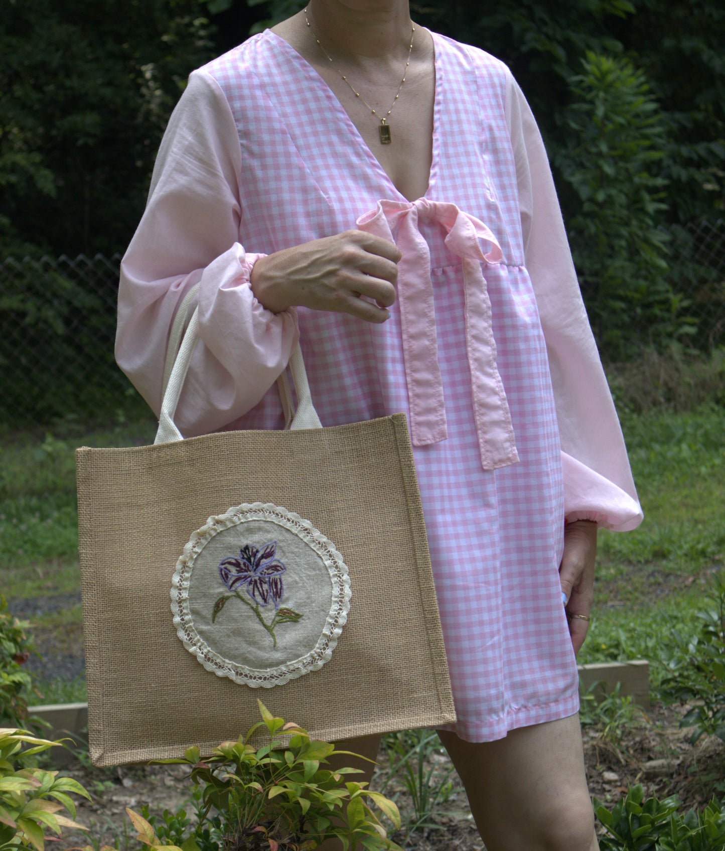 "Lily" Jute Tote Bag