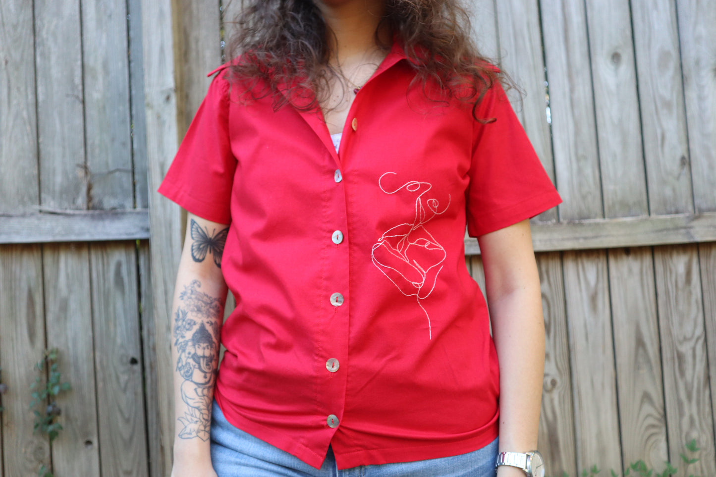 "The Lovers" Red Buttoned Shirt