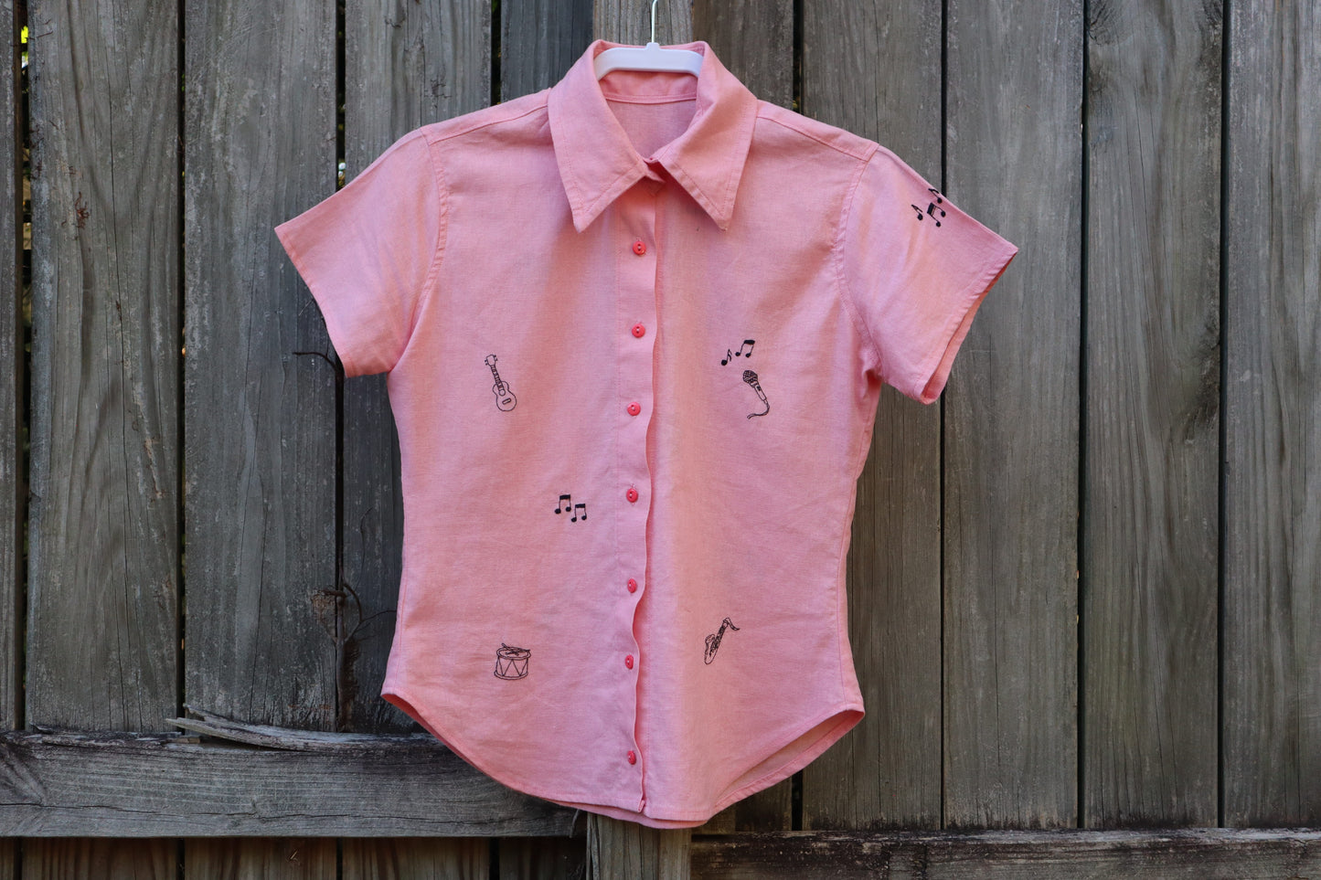 "Music Lover" Pink Buttoned Shirt