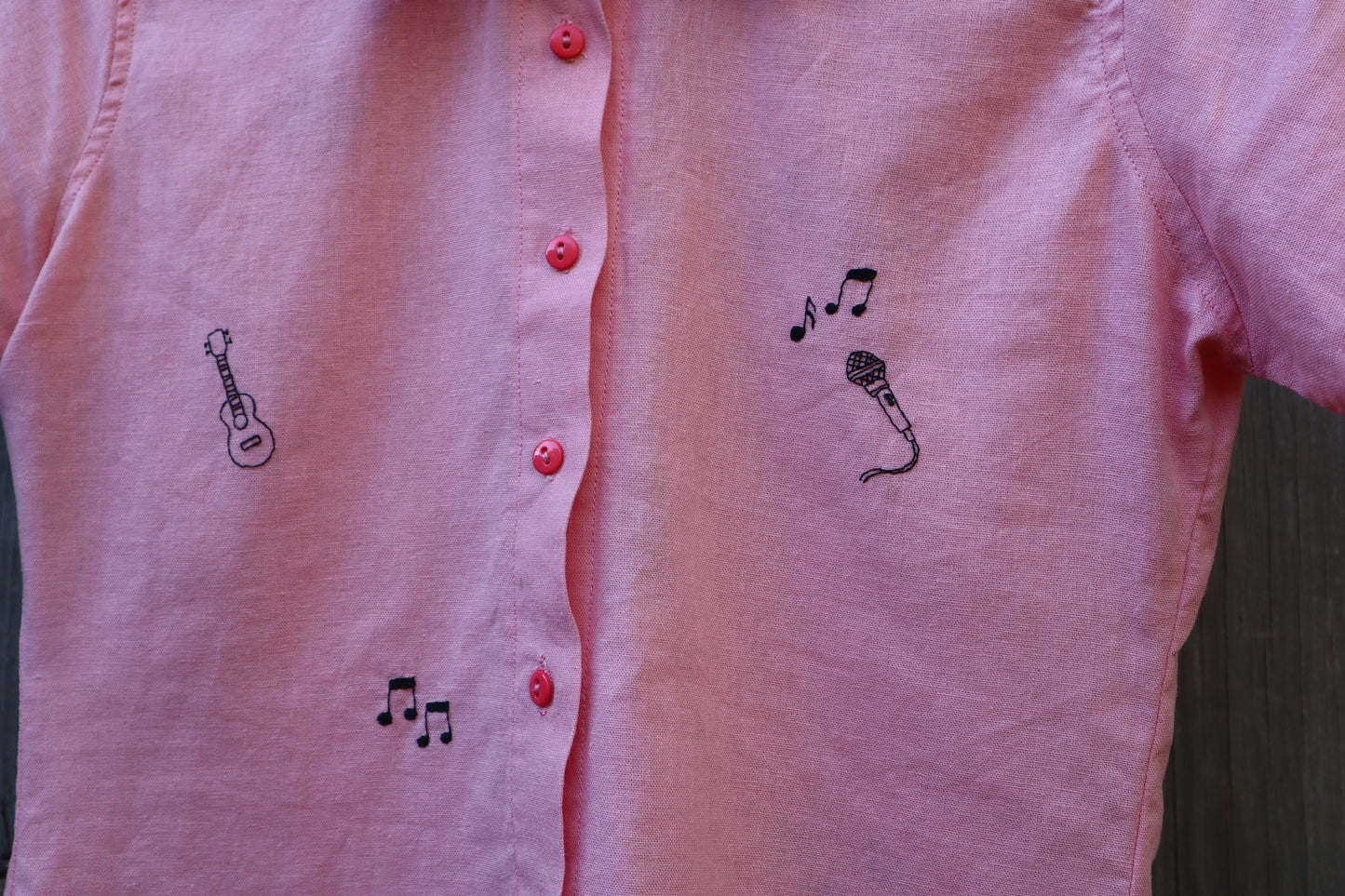 "Music Lover" Pink Buttoned Shirt