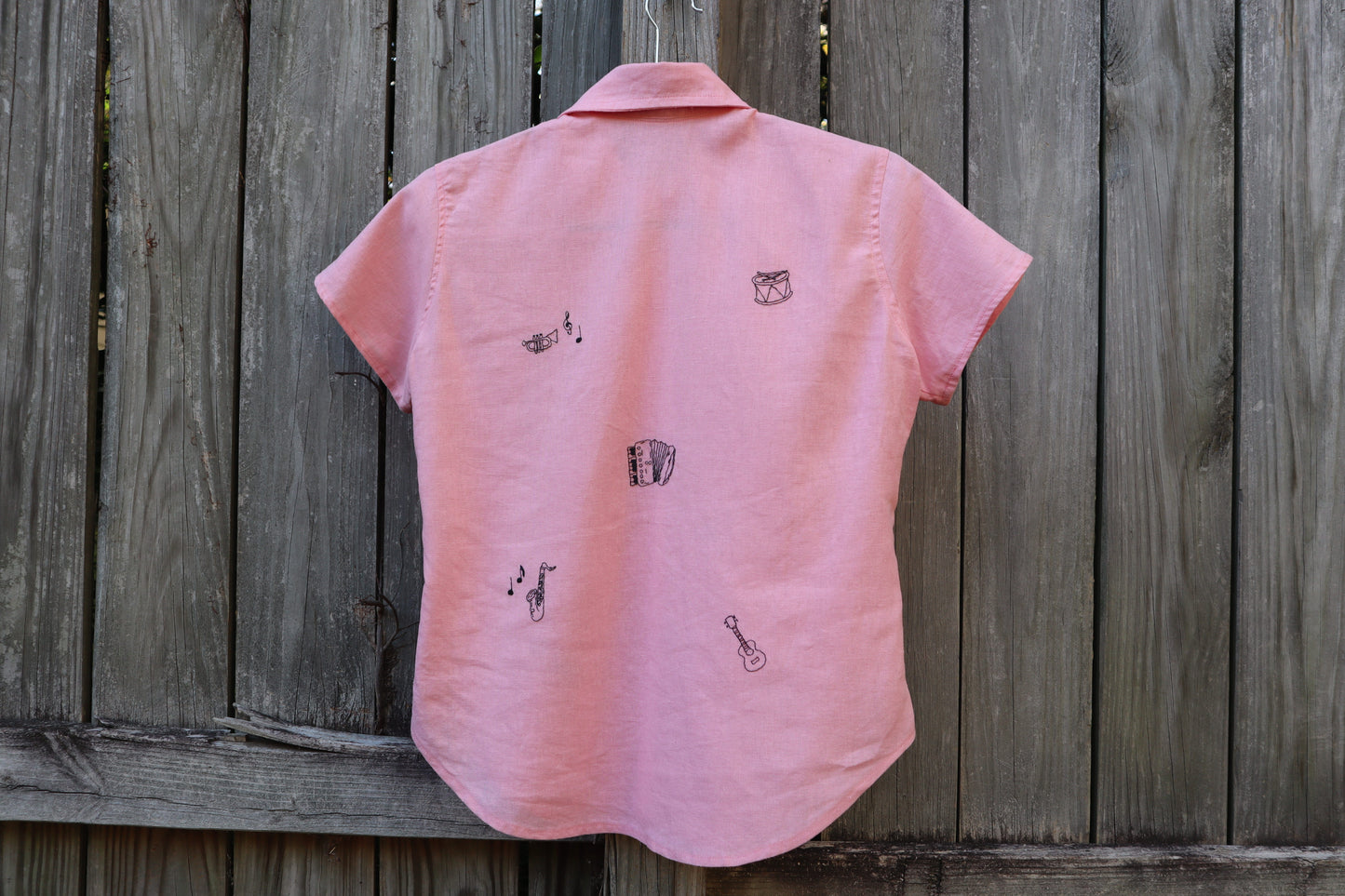 "Music Lover" Pink Buttoned Shirt